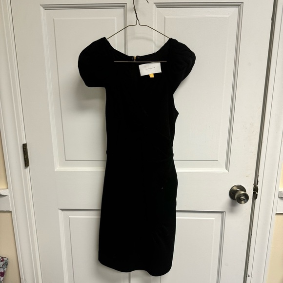 leifsdottir black dress Leifsdottir Anthropologie Black Textured Front Zip Fit & Flare Dress Size 4P
